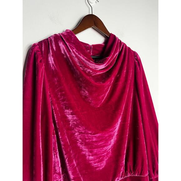 NWT Anthropologie Velvet Drape Neck Top  Hot Pink Raspberry Color  Sz S MSRP $78 - Picture 3 of 8